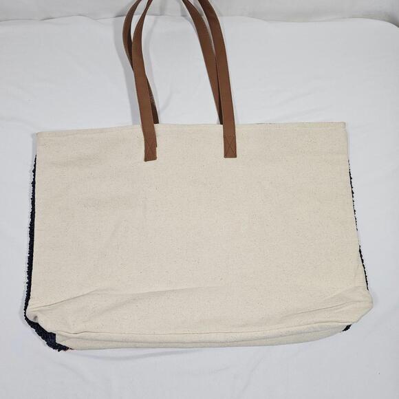 Rays for Days Striped Woven Cotton Blend Beach Grocery Tote Bag - Picture 3 of 14